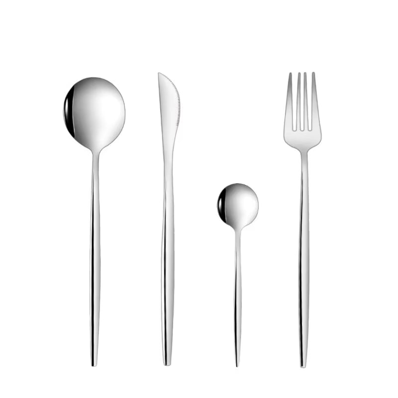 4Pcs Golden Cutlery Set Stainless Steel Knife Fork Spoon Tableware Flatware Set Festival Kitchen Dinnerware Gift