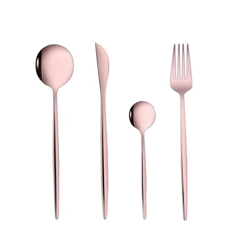 4Pcs Golden Cutlery Set Stainless Steel Knife Fork Spoon Tableware Flatware Set Festival Kitchen Dinnerware Gift